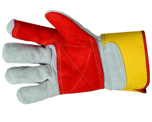 Rigger Glove Chrome Leather Reinforced Double Palmed Red/Yellow