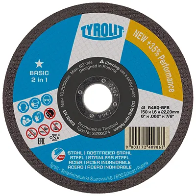 Tyrolit 125 x 1 x 22.23mm 60 Grit Aluminium Oxide Cut-Off Disc (25 per box)