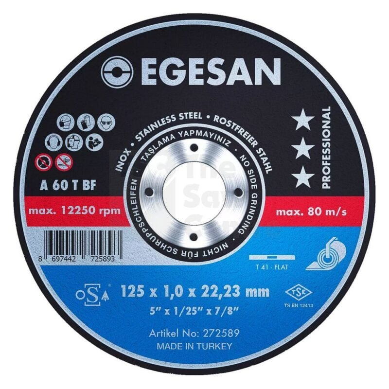 Tyrolit Egesan 125mm x 22.3mm x 1.0mm Flat Metal Cutting Disc (25 per box)