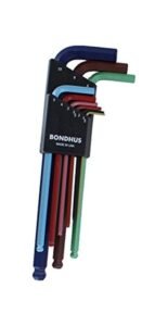 Bondhus 69499 Ball End L-Wrench Set with Colorguard Finish, 9 Piece Multicolour'