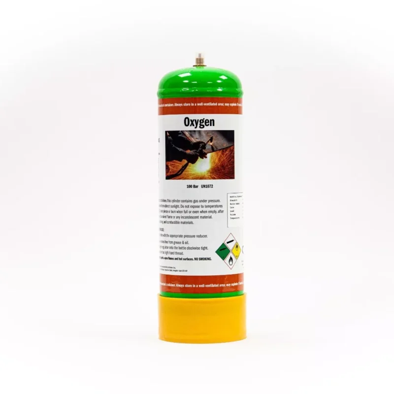 Oxygen gas bottle 220ltr for for Heating, Cutting, Brazing, and Lead Welding disposable cylinder – M10*1RH